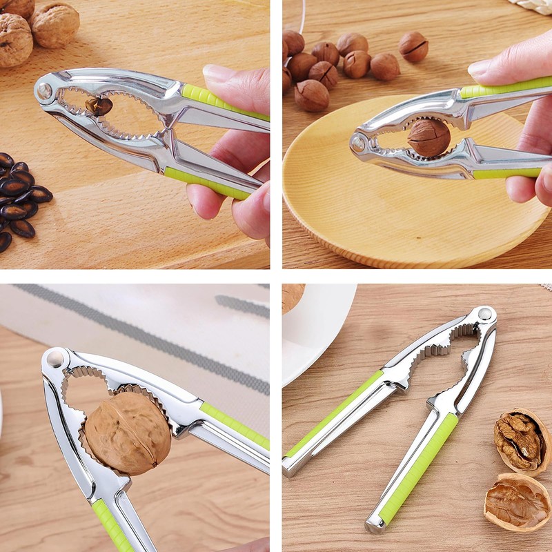 Nut Cracker, 2-Pack Stainless Steel Nutcracker with Non-Slip Handle, for