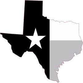 StickerTalk Die Cut Black and White Texas Vinyl Sticker, 4 inches by 4 inches