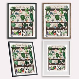 TimAsh Unframed Funny Cat Botanical Wall Art Family Garden Modern Green Plant Decor Tropical Boho Style Cute Kitten Canvas Prints for Bedroom Bathroom Living Room 16'' x 12''