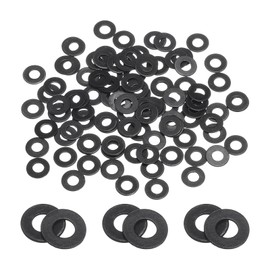 sourcing map 100 Pcs M2 Stainless Steel Flat Washers, 2.2mm ID x 5mm OD x 0.3mm Thick Black Zinc Plated Metal Washers for Screws and Bolts