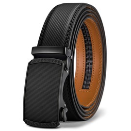 BULLIANT Men's Belt, Leather Ratchet Belt for Men Dress 1 3/8",Trim to Fit(Black-32-38" Waist Adjustable)