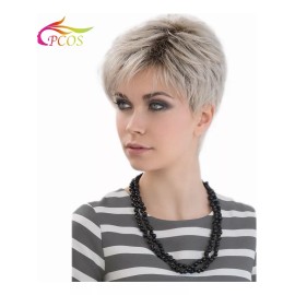 OEM Peluca De Raíces Oscuras Sintéticas Rubias Cortas Para Mujer