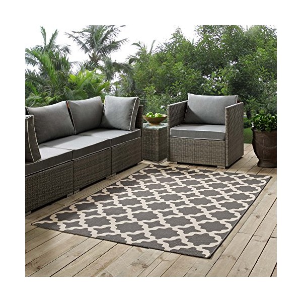 Modway Cerelia Moroccan Trellis 8x10 Indoor and Outdoor In Gray