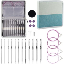 Svartur Tunisian Crochet Hooks Set with Cable, Afghan Crochet Hooks Interchangeable, Size from 3mm-10mm Aluminium Crochet Knitting Needles for Crocheting