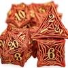 ORIFANTOU Metal DND Dice Set with Box, Golden Red Tree