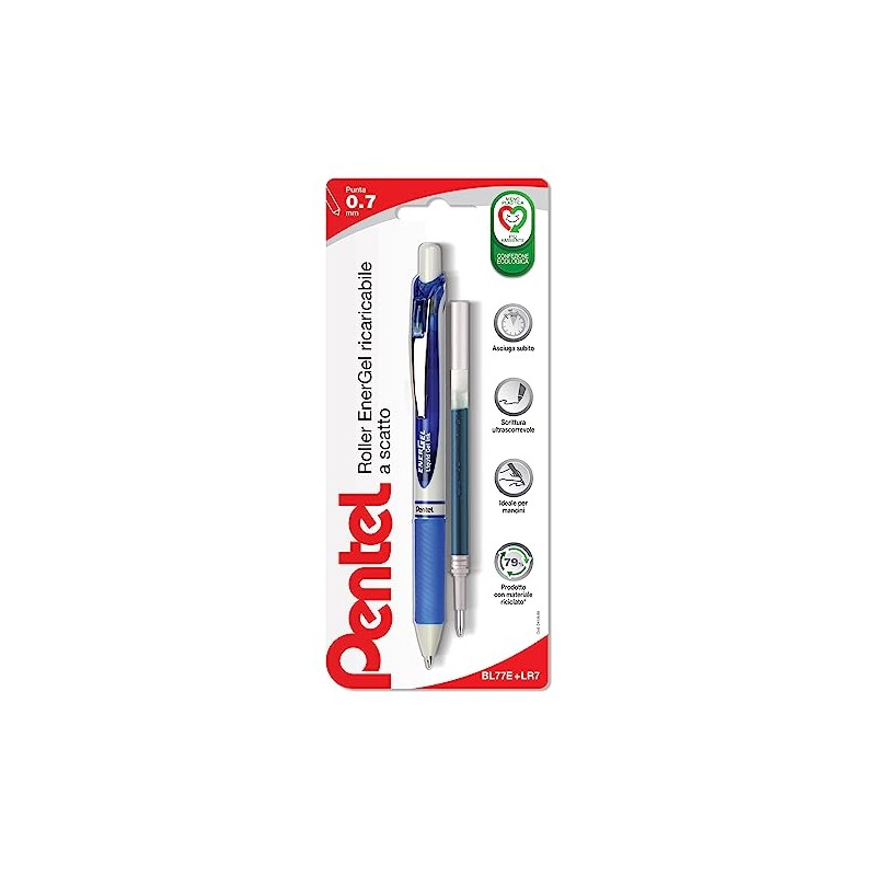 Pentel BL77E Energel MX Snap Lock 0.7 mm + Blue