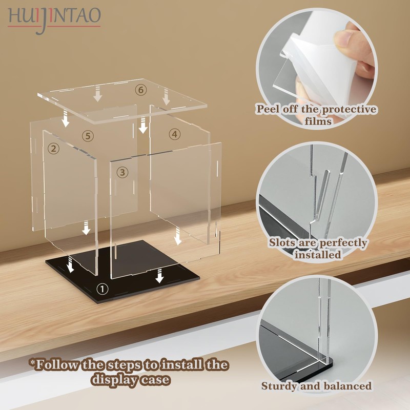 Huijintao Acrylic Display Case/Display Case/Display Box for Figures, Collectibles, Self-Assembly