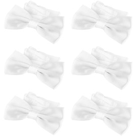 DonDon Set of 6 Men's Bow Ties 12 x 6 cm Tied and Adjustable Length, White