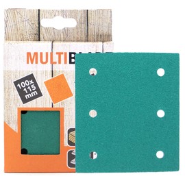 Multiblade Professional Velcro Sanding Sheet 115 x 100 mm, Pack of 10, Grain 180, 6 Holes, for Wood and Metal, Professional Quality, for Orbital Sander