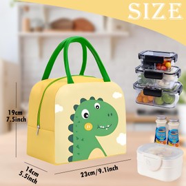 JYJLLM Insulated Kids Lunch Bag - Perfect for Boys, Girls, Toddlers and Babies - Cute and Cool Design - Ideal Lunch Box for School and Picnics Insulated Lunch Bag Kids Lunch (Green Dinosaur)