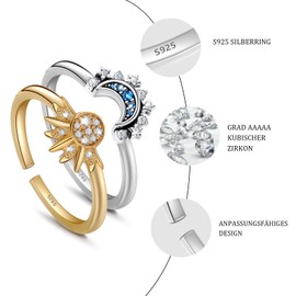 Sun Moon Ring Sun And Moon Ring Set Rings Women's Gold Set Friendship Rings Silver Ring Women's Ring Women Rings Set Sun and Moon Ring Gold Rings Women Gold Ring Silver 925 Women's Ring Women's