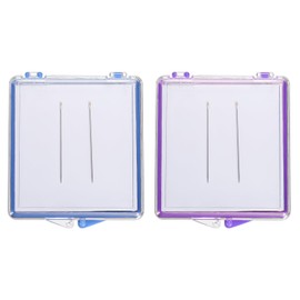 PATIKIL Magnetic Needle Storage Case, 1 Set Plastic Portable Sewing Pin Keeper Needle Organizer Box Container for Embroidery Knitting Stitching, Blue/Purple