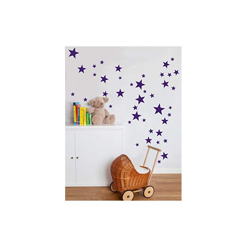 Vinyl Star Wall Stickers 64 Various Sizes (Violet)