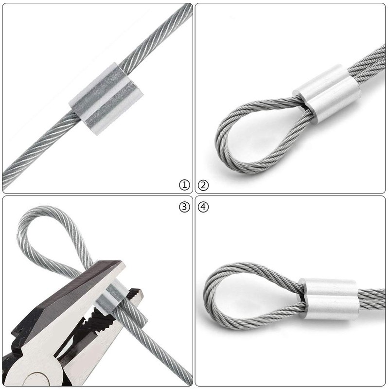800pc Aluminum Crimping Loop Sleeve Ferrule Cable Ferrule Crimping Loop