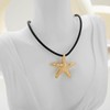 INNERDIVA Starfish Necklace with Black Leather Cord, Gold Ocean Starfish