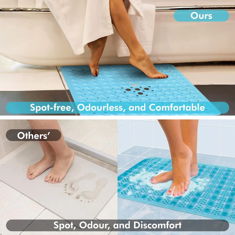 ADOV Shower Mat, Non Slip Square Bath Mat Antibacterial Rubber