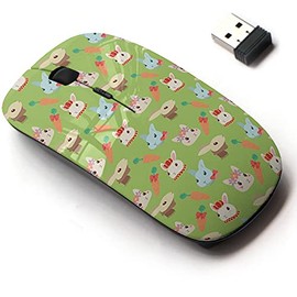 2.4G Wireless Mouse with Cute Pattern Design for All Laptops and Desktops with Nano Receiver - Cute Bunny Rabbit Colorful