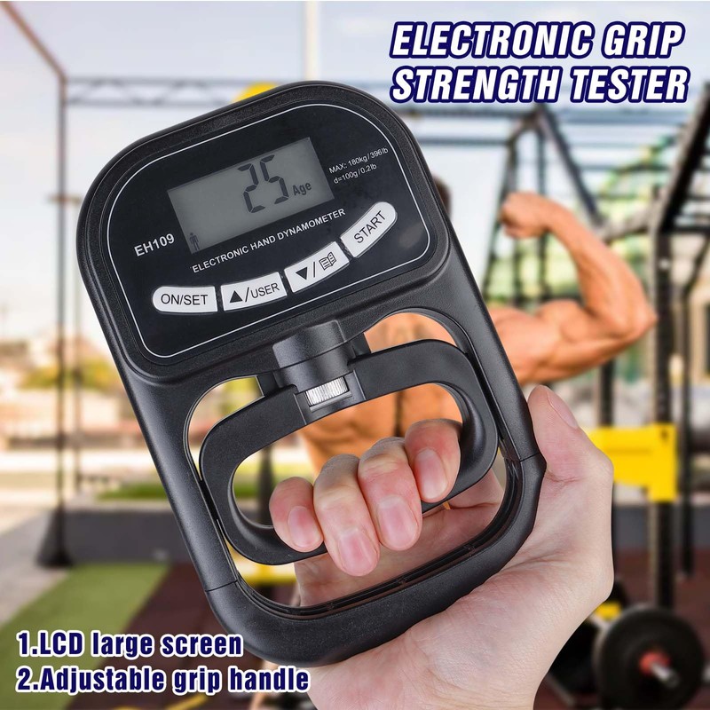 265 Lbs/120Kgs Digitaler Handkraftmessgerät, Hand Dynamometer mit LCD-Display, Elektronischer Griffkraftmessgerät,