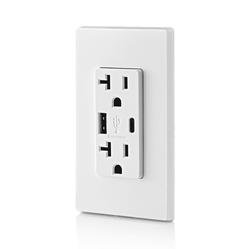 Duplex Receptacle/Outlet and USB Charger. 20 Amp, White