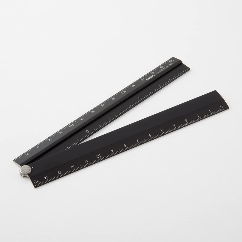 Midori 42286006 Aluminum Multi Ruler, 11.8 inches (30 cm), Black