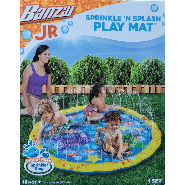 BANZAI 14663 Sprinkle 'n' Splash Baby Toddler Play Mat Sprinkler Paddling Pool for Toddlers & Young Kids, Multi-Colour