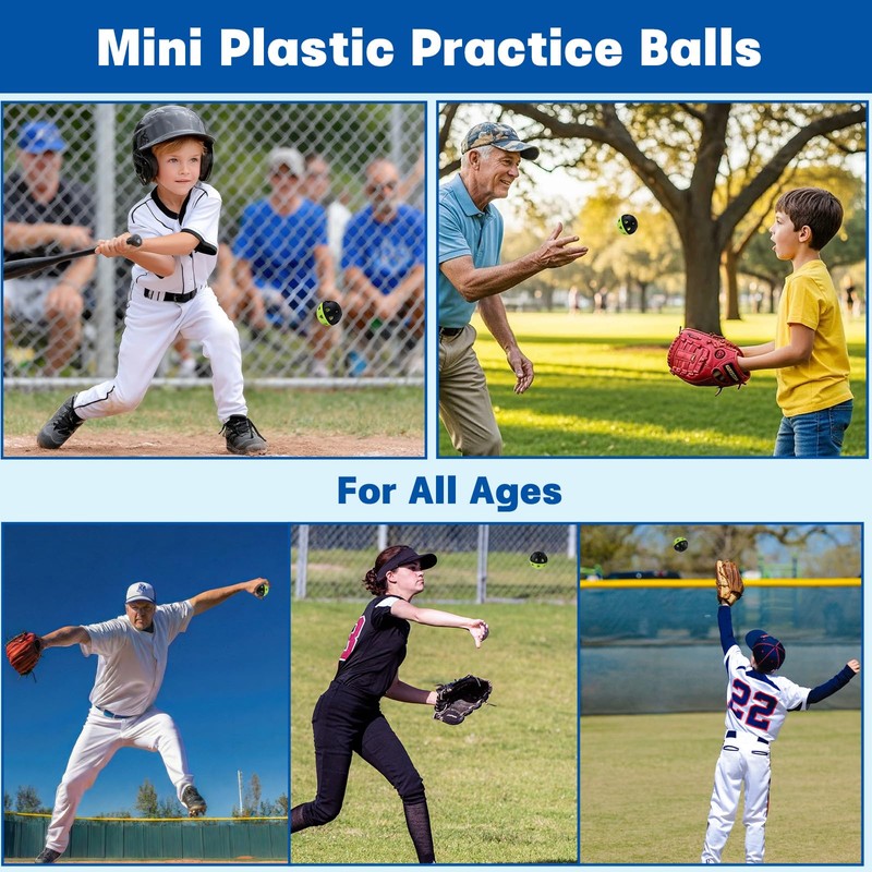 Coopay 20 Pack Practice Baseball 42mm Mini Plastic Hollow Softballs,