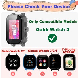 pupvus Screen-Protector Case for Gabb-Watch 3 - Overall Hard PC Tempered Glass High Touch Sensitive Protective Case Accessories Compatible with Gabb Watch 3 for Kids