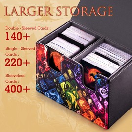 JoyHood Deck Box for YGO Cards with 2 Premium Card Separators, Trading Card Box Holds 220+ Individual Cards, Card Deck Box Compatible with TCG/OCG/MTG (Essential Elementary Grid)