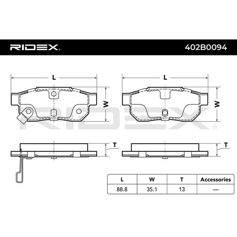 RIDEX Brake Pad Set Brake Blocks Brake Stones Set Rear