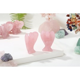 SAHOOTTIE 2" Rose Quartz Crystal Angel Guardian Angel Gifts for Women Rose Quartz Angel Pink Crystal Pocket Angel Healing Crystal Gifts Crystal Gifts