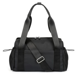 ALUSBELL Women's Sport Gym Bag Small Sports Duffels Crossbody Bag with Wet Compartment, Carry On Sports Duffels For Sport Travel Workout,Black