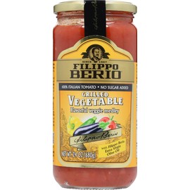 Filippo Berio Pasta Sauce, Grilled Vegetable Sauce, 24 Ounce Glass Jar, No Sugar Added, Vegan, Gluten Free, Lactose Free, Non-GMO