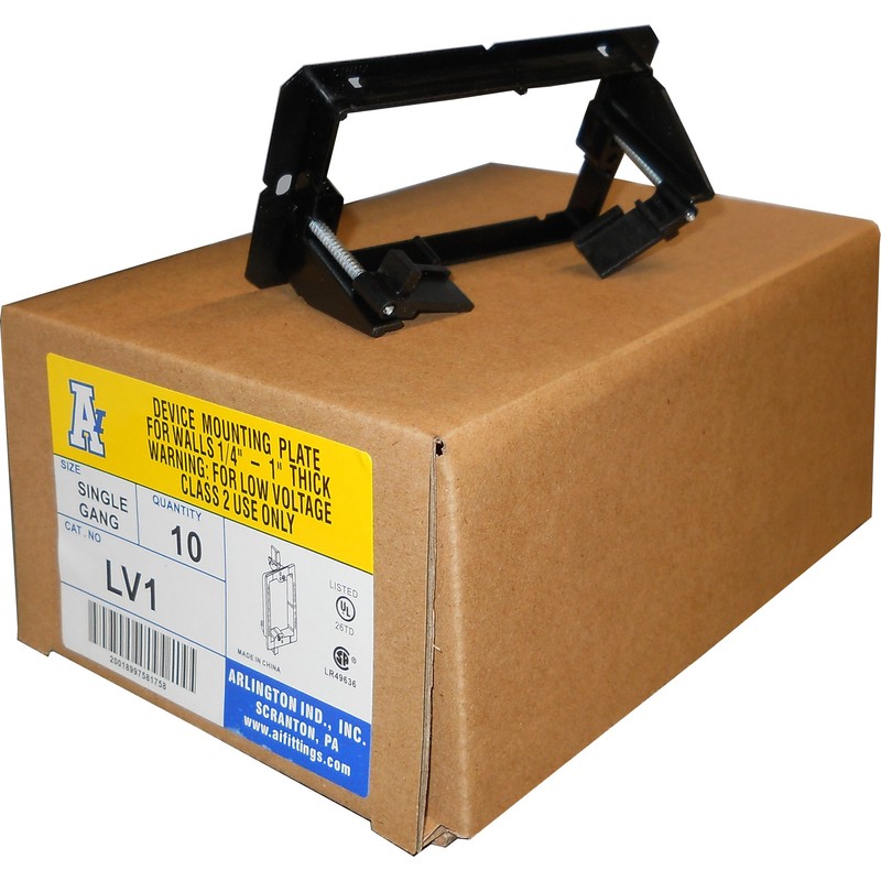 Arlington LV1 Low Voltage Mounting Bracket, 1-Gang, Black, 50-Pack
