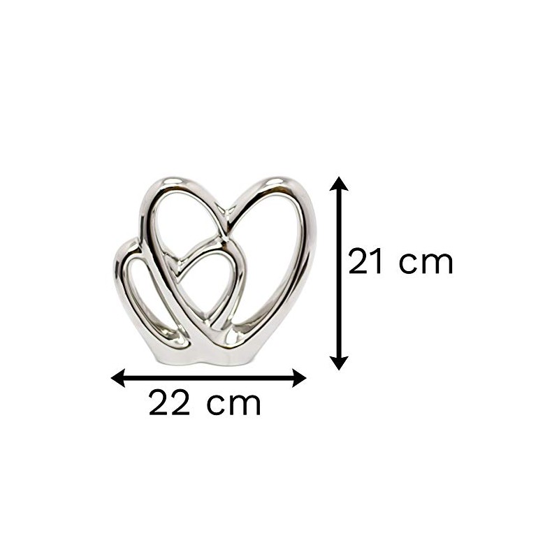 21cm Elegant Silver Love Heart Ornament | Double Heart Sculpture