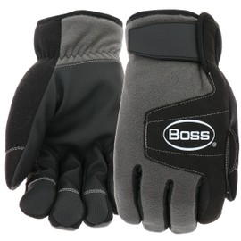 Boss Arctik Utility Gloves, PVC Grip, 60g Therm Lining, Fleece, Touchscreen, Gray/Black, X-Large (B96111-XL)