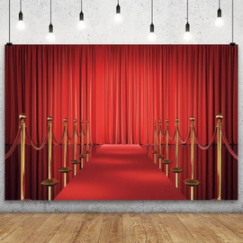 YongFoto 7x5ft Red Curtain Backdrop Theme Film Festival Party Red Carpet Stage Award Ceremony Backdrops for Photography Graduation Event Stage Birthday Party for Boys Girls Photo Studio
