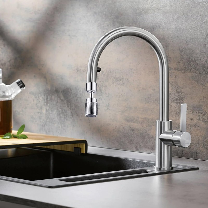 Universal Wasserhahn-Aufsatz in Chrom Wasserhahn Aufsatz Schwenkbar 360° für Küche/Bad