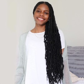 Toyotress Faux Locs Crochet Hair - 20 Inch 6 Packs Soft Natural Ombre Blonde Long Pre-looped Faux Locs Crochet Braids, Curly Wavy Synthetic Braiding Hair Extensions (20 Inch, T27-6P)