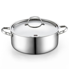Cooks Standard Multi-Ply Clad Stainless Steel Stock Pot, 7-Quart Pasta Cooking Canning Dutch Oven Pot with Lid, Deep Stockpot Induction Cookware