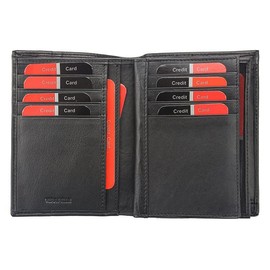 Pierre Cardin Mens Full Grain Leather RFID Protection Card Slots Button Coin Pocket Wallet, Un Smire Bleu, Stylish