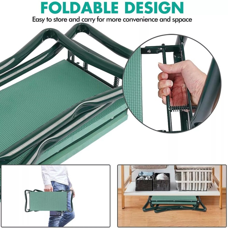 Unbranded Foldable Kneeler Garden Kneeling Bench Stool Soft Cushion Seat
