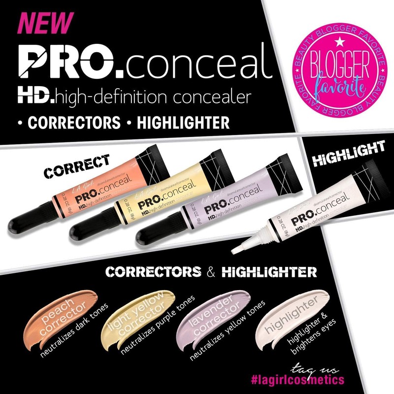 L.A. Girl Pro Conceal HD Concealer, Light Yellow Corrector, 0.28
