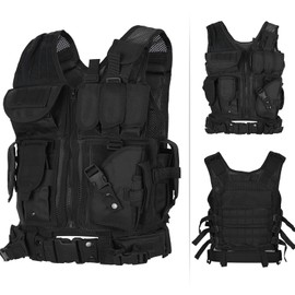 Lixada Tactical Vest Lightweight Breathable Polyester Sports Vest Outdoor Training Vest Adjustable for Adults CS/Hunting/Training