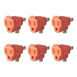 3-Prong to 2-Prong Adapter, 3 Hole Grounding Plug Adapter for Household Appliances, Three Prong to Two Prong Adapter Converters for Wall Outlets Plugs, 6 Pack Orange