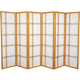 Oriental Furniture 5 ft. Tall Double Cross Shoji Screen - Honey - 6 Panels