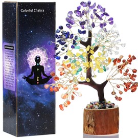 Seven Chakra Crystal Healing Tree of Life, Sister Women Birthday Gifts Positive Energy & Good Luck, 7 Chakra Bonsai Gem Stone Feng Shui Money Tree House Home Office Room Desk Decor