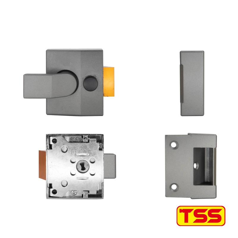 TSS Modern Non-Deadlocking Nightlatch, 40mm Backset, Complete with Rim Cylinder