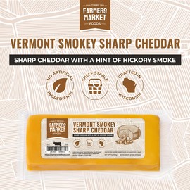 Farmers Market, Gluten Free, Keto, Paleo, Low Sodium, Zero Sugar, Wisconsin Cheese, 3-Pack, Vermont Smokey Sharp Cheddar