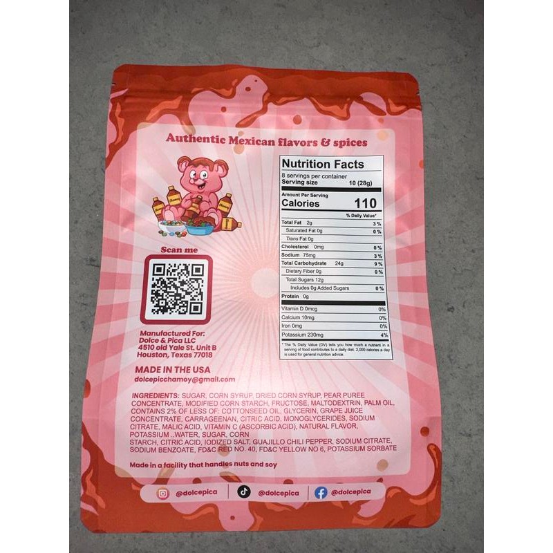 Pica Strawberry Gusherz 8 oz Snack - Fruity Candy, Sweet