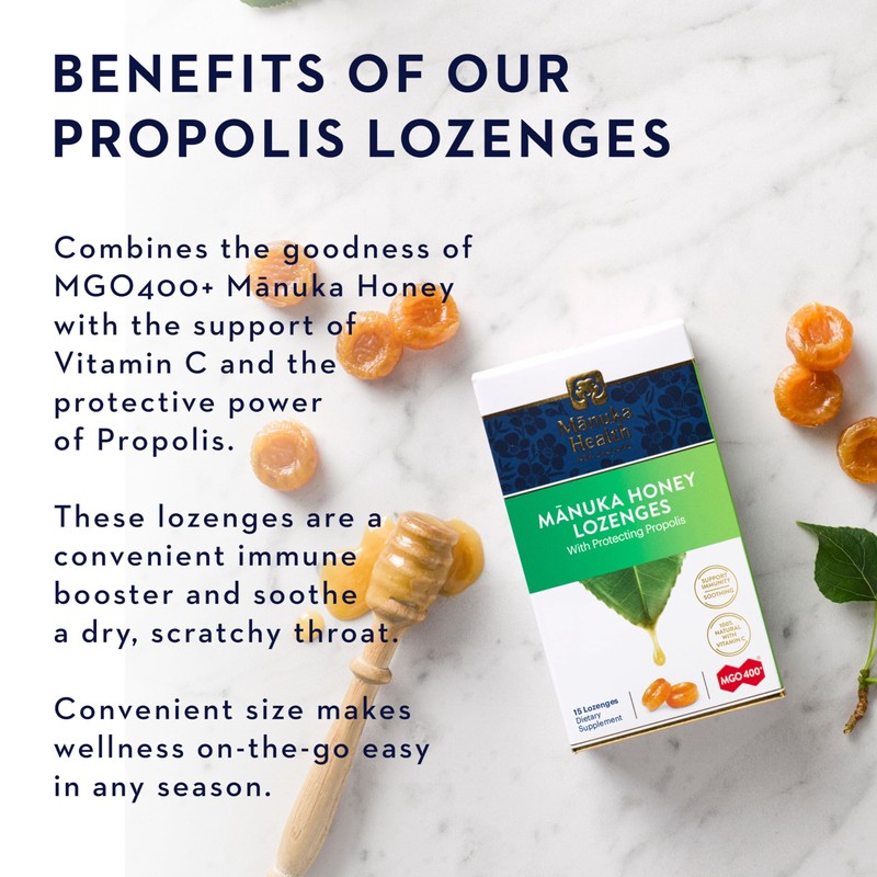 Manuka Health Manuka Honey Lozenges – 15 Propolis Lozenges –